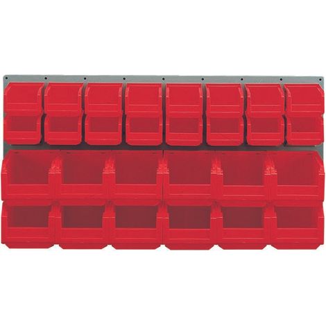Panneau mural équipé de 16 bacs 1L et 12 bacs 3L rouges - 5052051