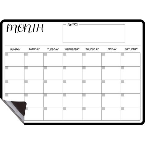 Tableau Magnétique Effaçable A3 - Calendrier Mensuel - Tableau de Message pour Réfrigérateur - Blanc - 29,7 x 42 cm - 1 Pièce (1/5)