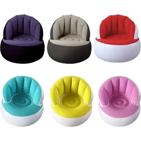 TRADE SHOP - Divano Gonfiabile Singolo Poltrona Con Rivestimento Floccato Colorato Schienale Pompa - (1/5)