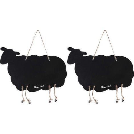 Lot de 2 mini tableaux noirs en forme de mouton, tableau mémo à suspendre-24X33CM-Black (1/2)