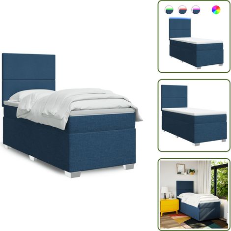 Boxspringbett mit Matratze Blau 100x200 cm Stoff - Boxspringbett - Doppelbett - Schlafsystem - Bettsofa - Schlafzimmermöbel (1/5)