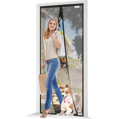 Zanzariera Magnetica Porta Finestra 80x205 cm Nera Fori Montaggio (1/5)
