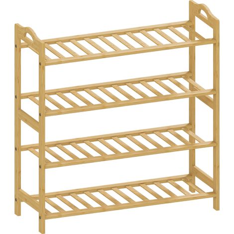 Étagère à chaussures 4 niveaux PABLO bambou naturel (1/5)