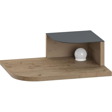Table de chevet avec ampoule en bois "Luno" - 40 x 30 x 16 cm - Marron