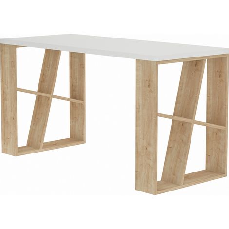 Holzschreibtisch "Honey" - 140 x 60 x 75 cm - Weiße Eiche