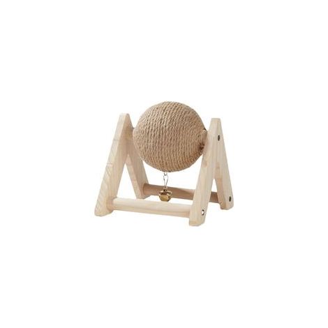 Jouets pour Animaux, Lapin Sisal Griffe Balle Lapin Grattoir avec Boule Canapé Protecteur Support en Bois Portable avec Cloche Lapin Scratch Jouet Balle pour Chats, Chinchillas (1/5)