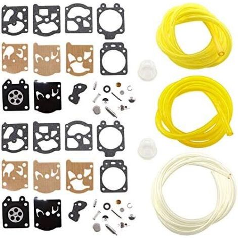 Lot de 2 K20-WAT Carburateur Membrane Joint Réparation kit pour Walbro WA & WT Carburateur Dolmar FS MS Hus-qvarna Partner et Poire damorçage Tuyaux (1/4)
