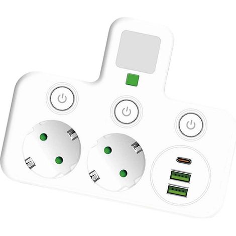 Prise de bureau murale avec interrupteur indépendant et port de chargement USB, multiprise multifonctionnelle, adaptateur couleur vers double blanc. (1/5)