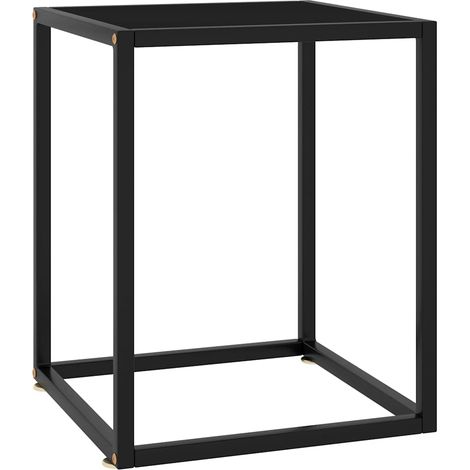 Table basse avec plateau en verre trempé noir et structure en acier, 40 x 40 x 50 cm - PANGIVO (1/5)