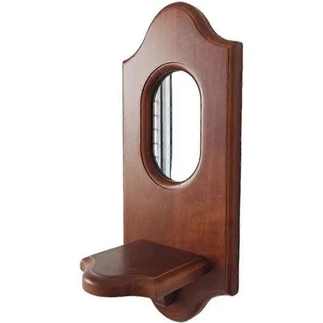 Miroir mural vintage avec étagère, porte-bougies d'aromathérapie en bois massif, décoration murale suspendue pour café. (1/5)