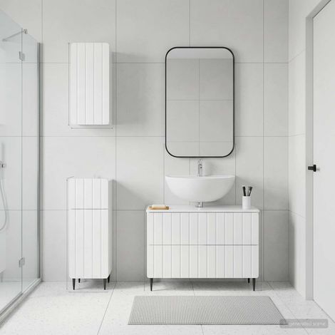 vidaXL 3 Piece Bathroom Cabinet Set ZWOLLE High Gloss White (1/5)