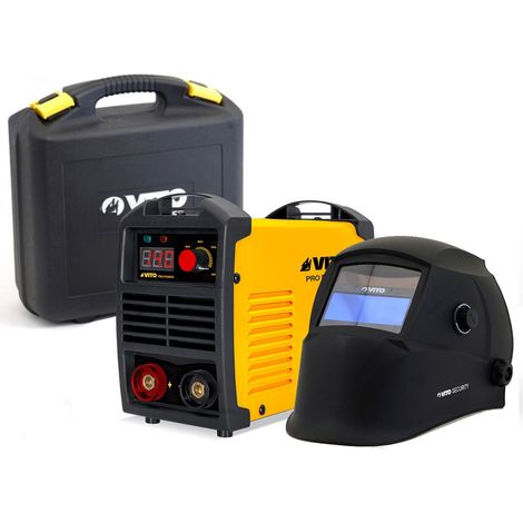 Vito – Poste à souder MMA 140A – Inverter numérique pour acier et inox – Électrodes 1.6 à 3.2 mm – Cagoule LCD incluse – Turbo-ventilé