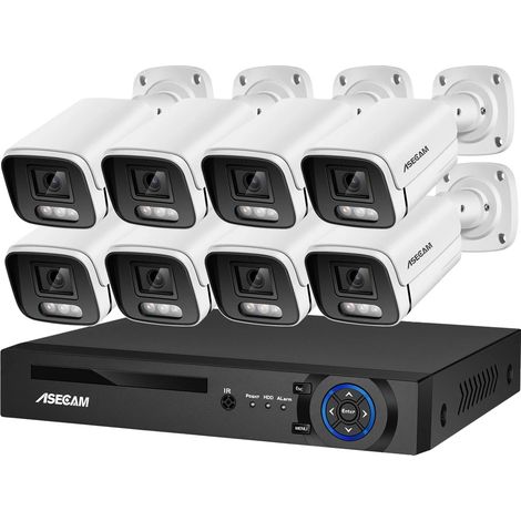 Système de caméra de sécurité, résolution 8MP, détection de mouvement par IA, ensemble de caméras de surveillance vidéo pour extérieur, 8CH NVR et 8 Caméra, Aucun (1/2)