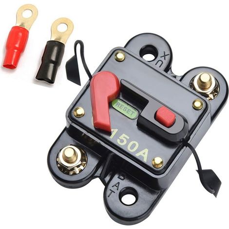 12V-24V 150A DC Auto Fusible Interrupteur Disjoncteur Réinitialiser Fusible Voiture Marine Vélo Stéréo Audio (150A) Sans Bornes (1/5)