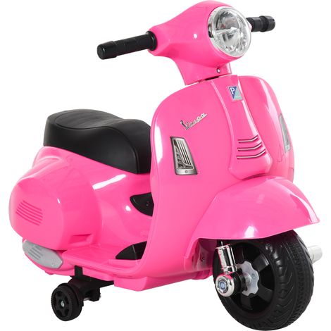 Moto Elettrica per Bambini 6V con Licenza Ufficiale Vespa Batteria, Motorino Elettrico per Bambini da 18-36 Mesi con Fari e Clacson, 66.5x38x52cm, Rosa