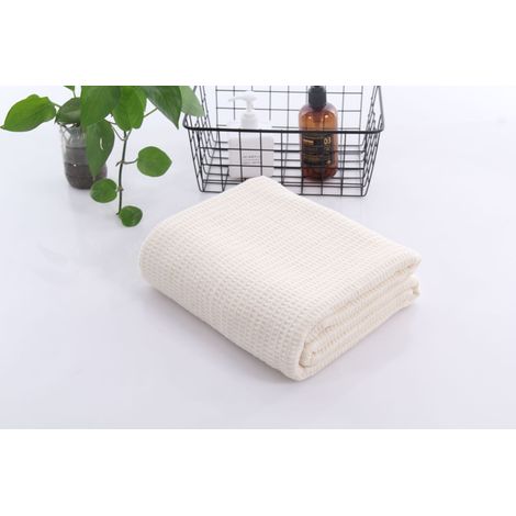 Filiyano-Couvre-lit blanc 105 x 150 cm - Piqué gaufré en coton - Couverture légère pour l'été - Couverture en coton (1/2)