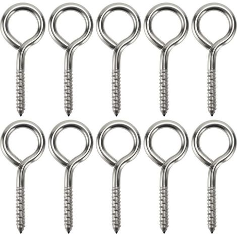 10 Pièces M6 x 80mm Vis à Oeillet INOX, Vis à œIllet Robustes en Acier Inoxydable, Piton à Visser, pour Hamac, Balançoire, Lampe (1/5)