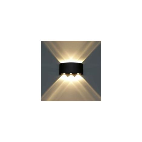 Applique murale LED extérieure étanche IP65, aluminium noir, 6W, blanc chaud, classe A+ – (1/4)