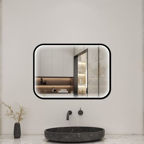 AICA Bathroom 700x500MM Front-lit LED Mirror with 3 Color Dimmable Illuminated,Anti-fog Memory function and Touch control Wall Mounted Vanity Mirror (1/5)