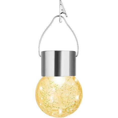 Solar-Laterne zum Anklemmen, Lichterkette mit Glaskugeln in Crackle-Optik – Dekorative LED-Weihnachtsbeleuchtung für Terrasse, Garten und Rasen (1/5)