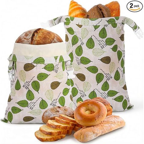 Sacchetti per il pane - Set da 2 - Sacchetti per il pane in cera d'api - Lino - Riutilizzabili - Scatole per il pane - Per pane fatto in casa - 43 x 33 cm - K (1/5)