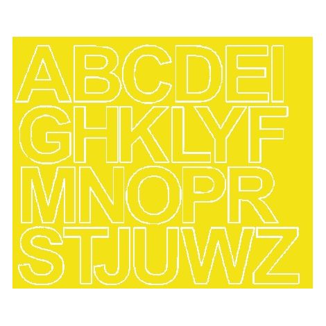 Letras autoadhesivas de 4,5 cm, color amarillo brillante.