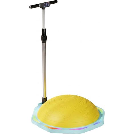 Children's Balance Ball Dome Hemisphere Platform Exercise Equipment with Removable Straight Bar, Thickened Base, Yellow, with Armrest + Bluetooth + Colorful Lights (1/5)