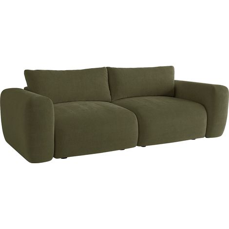 Canapé 3 places en tissu vert kaki POLIRIA (1/5)