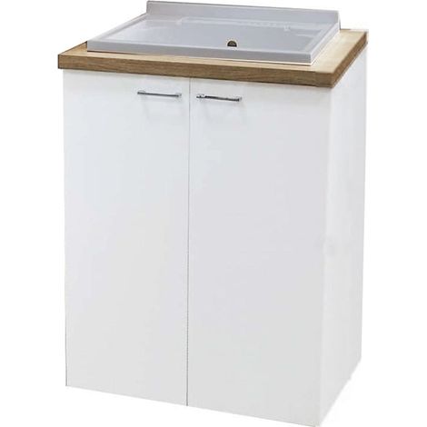 Mobile lavatoio 71x65 Ada rovere con ante bianco opaco (1/2)