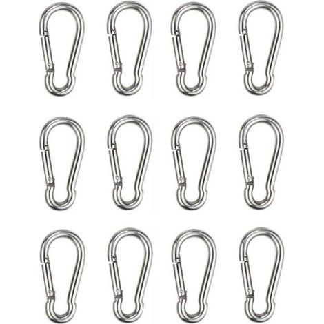 12 moschettoni resistenti per amache e altalene, in acciaio inossidabile spesso 6 mm (1/3)