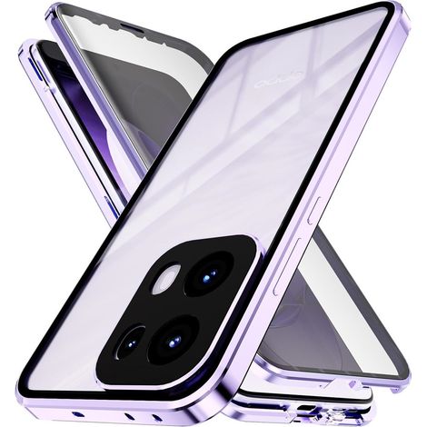 Custodia per Oppo Reno 13 Pro, con doppio vetro magnetico, viola
