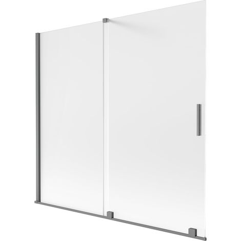 Mexen Velar mampara de ducha 2 paneles deslizantes 170 x 150 cm, escarchado, metal armado - 896-170-000-31-95 (1/2)