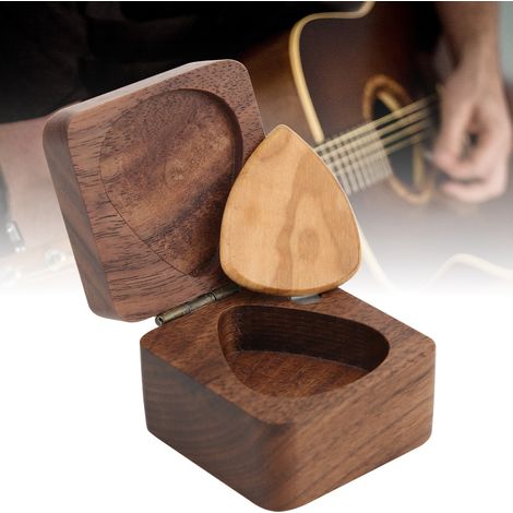 Gitarrenplektrum-Etui aus Holz, Aufbewahrungsbox für Plektren, würfelförmig, Gitarrenteile (1/5)