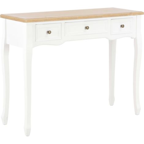 Table de console et coiffeuse avec 3 tiroirs MDF + bois de pin blanc DEC032565