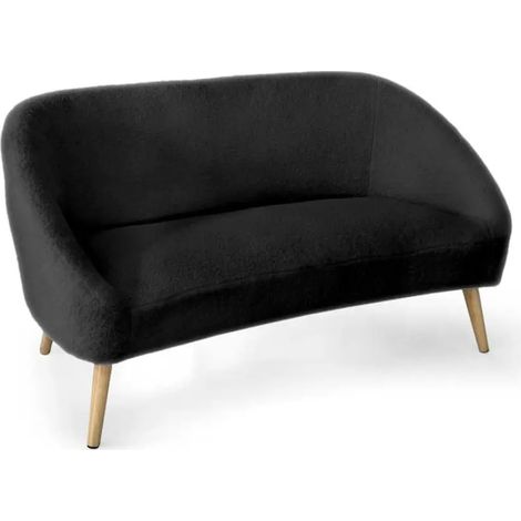 Divano in tessuto teddy nero cm 135x68x78h