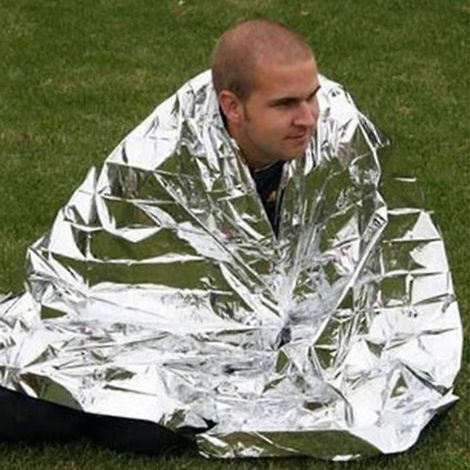 Couverture de survie pliable imperméable en film argenté, idéale pour les premiers secours militaires et spatiales. Tente (1/5)