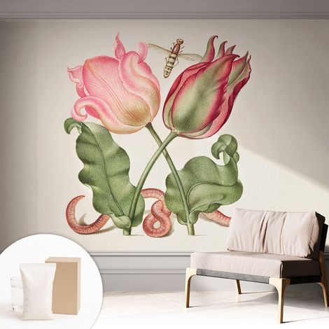 Tapete Vliestapete mit Kleber für Wohnzimmer Schlafzimmer Küche - Wanddekoration Tulpenpracht 312x219 cm (1/5)