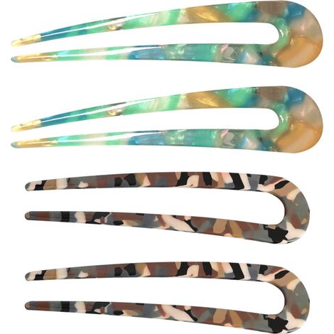 20 pinzas para el cabello en forma de U, acetato de celuloide, borde liso, moño banana, cabello grueso (1/5)