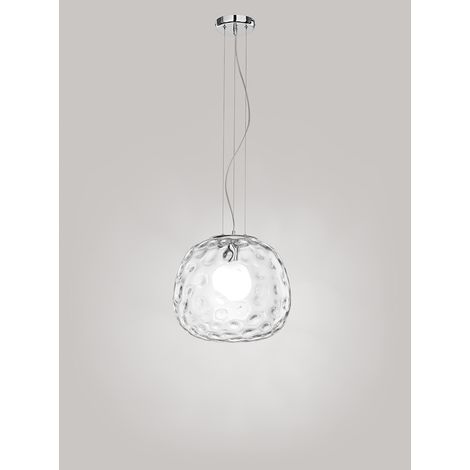 Suspension En Chrome Poli Et Verre Transparent 1Xe27 60W - Design Moderne Et Élégant Pour Intérieurs Raffinés - Perenz Luminaire De Qualité (1/2)