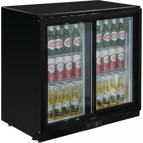 Arrière-bar 2 portes coulissantes vitrées 208 Litres noir, 230 W, 220 V - MONO