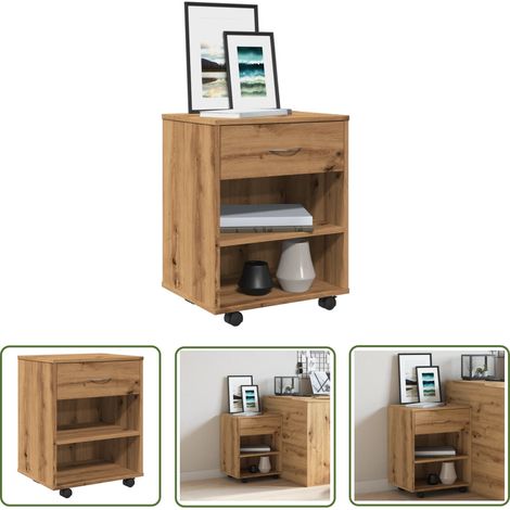 vidaXL Rollcontainer Artisan-Eiche 46x36x59 cm Holzwerkstoff (1/5)