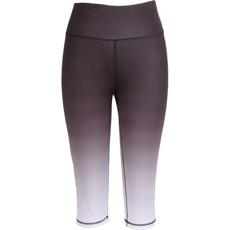 Femmes Pantalon Yoga Taille Haute Noir Dégradé Fessier Galbant Jambes Affinantes Fitness Sport Tight Capri (1/5)