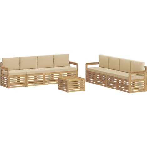 Outdoor Sofa Set 9 pcs White and Beige 59 x 59 x 37 cm vidaXL (1/5)