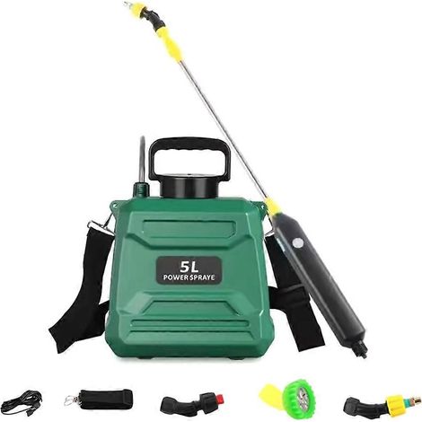 5-Liter-Agrarspray, Rückenspritze mit Hochdruck, elektrisches Bewässerungs-, Desinfektions- und Schädlingsbekämpfungsspray (grün) (1/5)