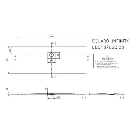 Villeroy & Boch UDQ1870SQI2BVAL DW Squaro Infinity 1800x700x40mm