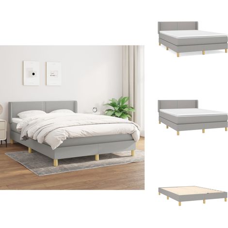 Boxspringbett mit Matratze Hellgrau 140x200 cm Stoff - Boxspringbett - Doppelbett - Bettenrahmen - Lattenrost - Matratze (1/5)