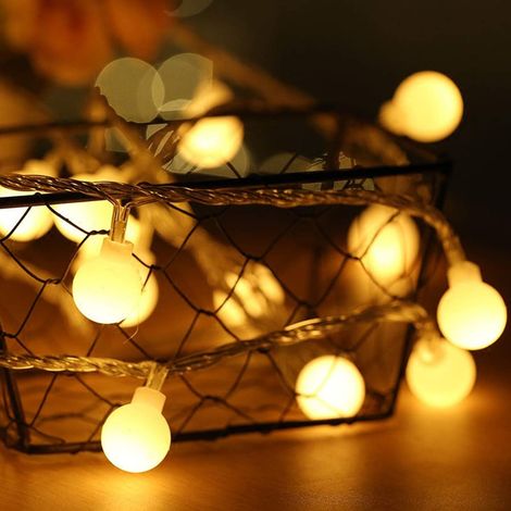 40 LED-Kugellichterketten, 4,8 m, 2700 K, warmweiß, batteriebetrieben, IP65 wasserdicht, ideal für Weihnachten, Party, Garten, Innenbereich (1/5)