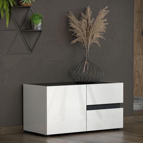 Mueble de Entrada Seúl, 2 Cajones, un Estante Made in Italy, Una Puerta, 80x38x42h cm Blanco Brillante (1/5)