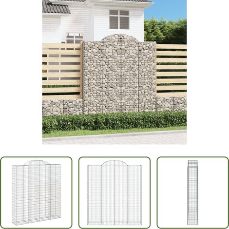 Schalldämmung - Gabione mit Hochbogen 200x50x220/240 cm Verzinktes Eisen (1/5)