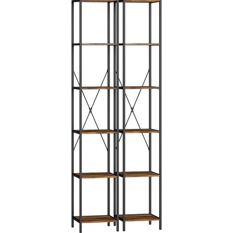Set di 2 librerie a 6 livelli, struttura in acciaio, marrone rustico, HOMVRA (1/4)